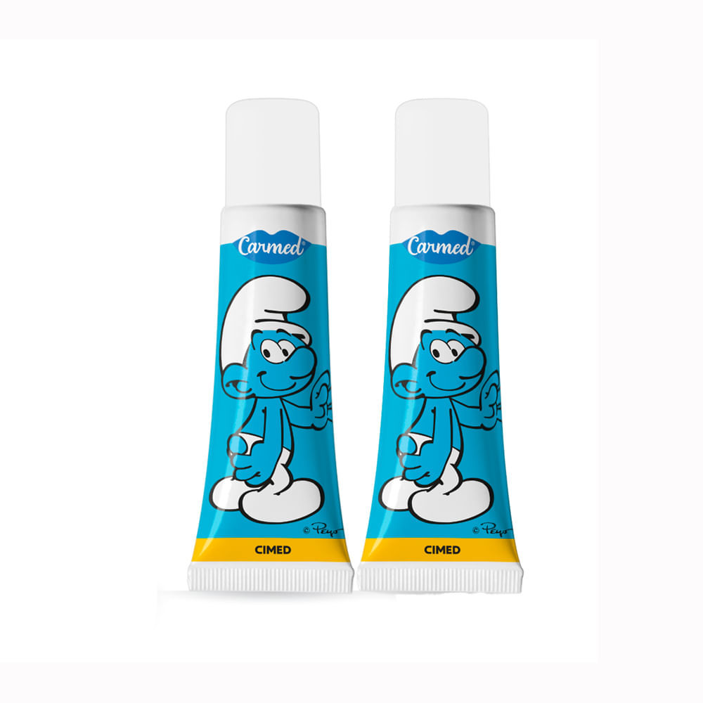 Kit 2 Hidratante Labial Carmed Os Smurfs Blueberry Incolor Personagens Sortidos 10g em Oferta na Shopee