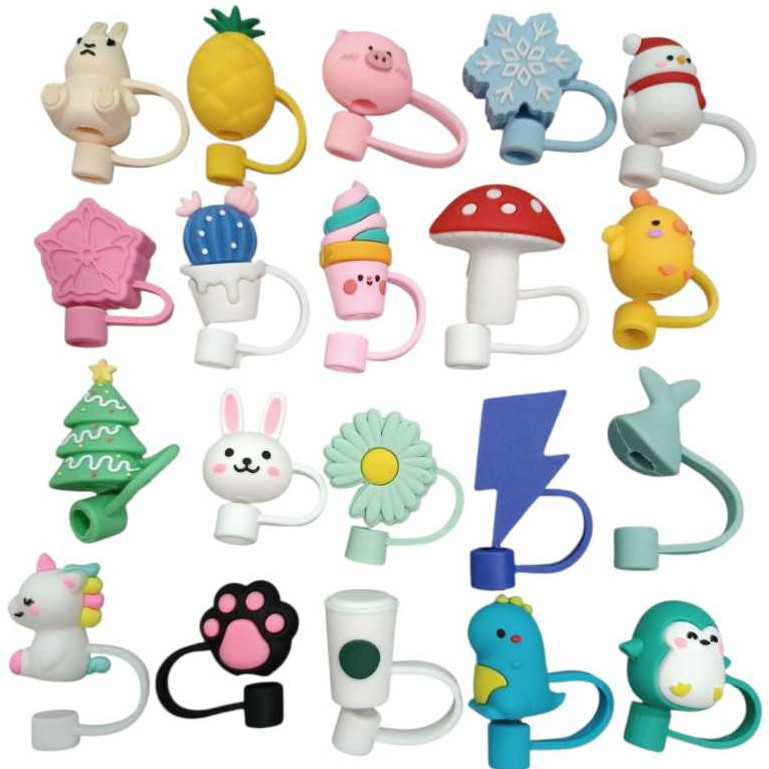 Protetor Canudo 8mm Silicone Kawaii Fofo Anti Sujeira💕