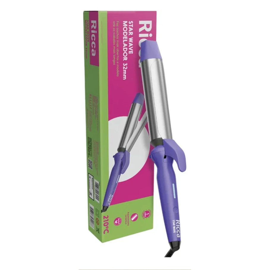 Modelador De Cachos Grandes Star Wave Ricca 32mm Cor Lilás em Oferta na Shopee