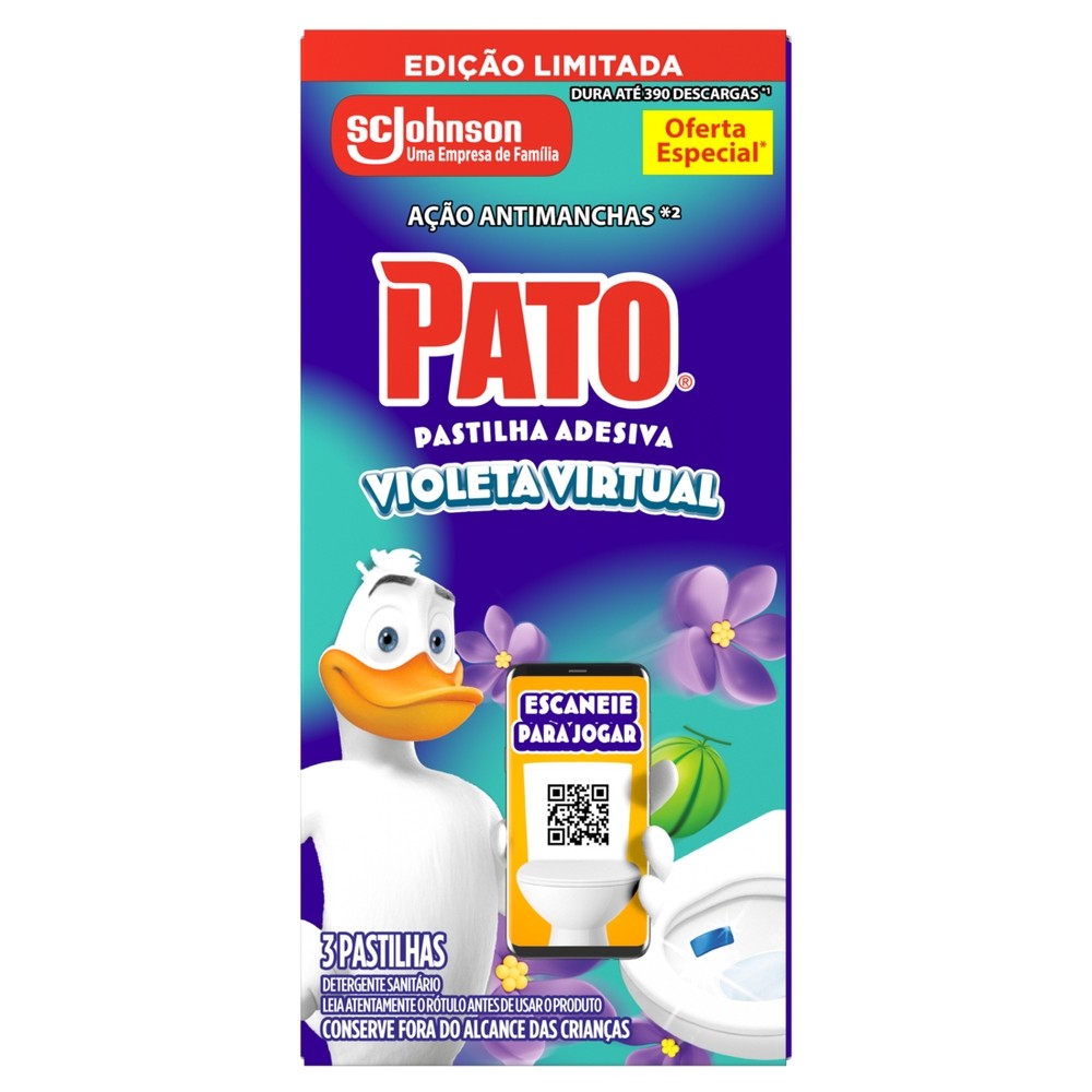 Desodorizador Sanitário Pato Pastilha Adesiva Violeta Virtual 3UN