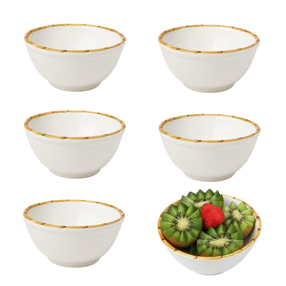Jogo 6 Bowl Tigela Cumbuca Branco para Sopa Caldos Bambu Cerâmica Scalla 500ml