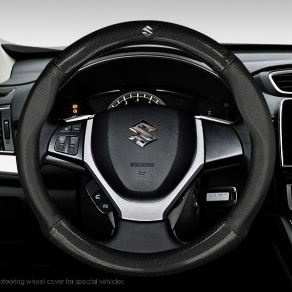 Capa de volante em couro e fibra de carbono para Suzuki Vitara Swift XL7 Presso Dzire Jimny Ciaz Celerio Ertiga
