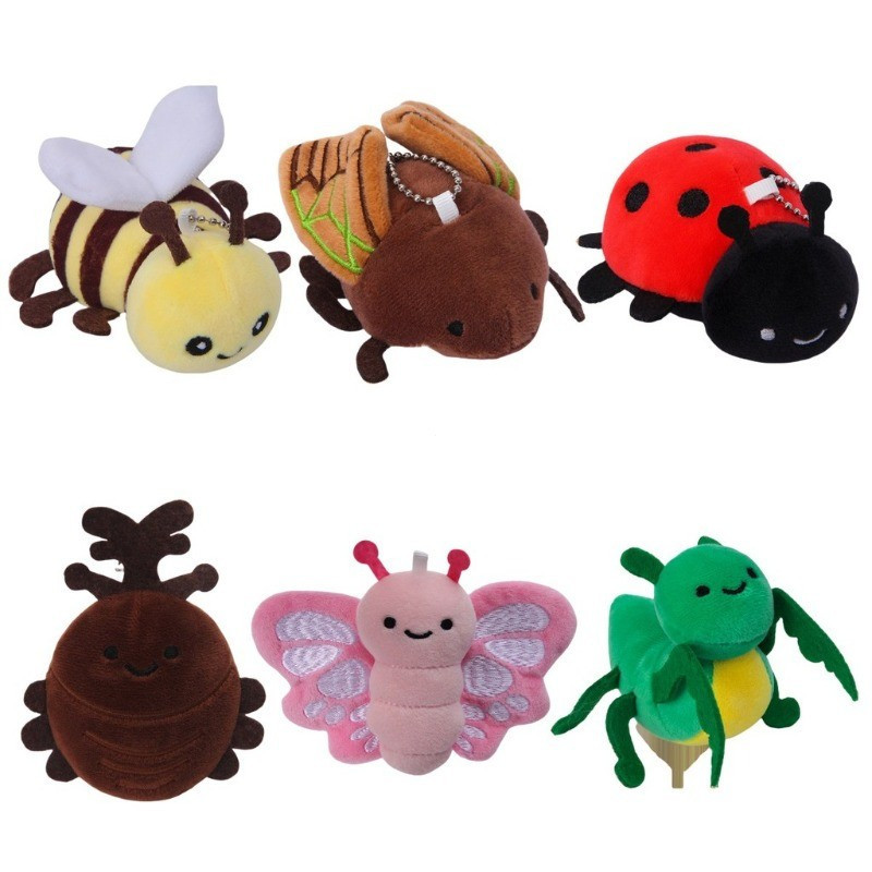 Brinquedos de Pelúcia da Série Insetos: Borboleta, Joaninha, Besouro-veado, Grão-de-bico, Abelha, Chaveiro de Pelúcia, B