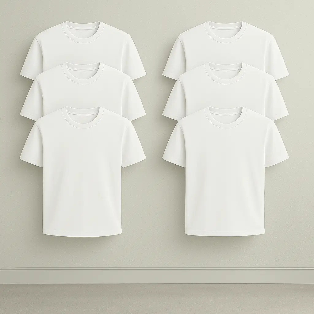 Kit 6 Camisetas Premium Brancas 100% Algodão Premium