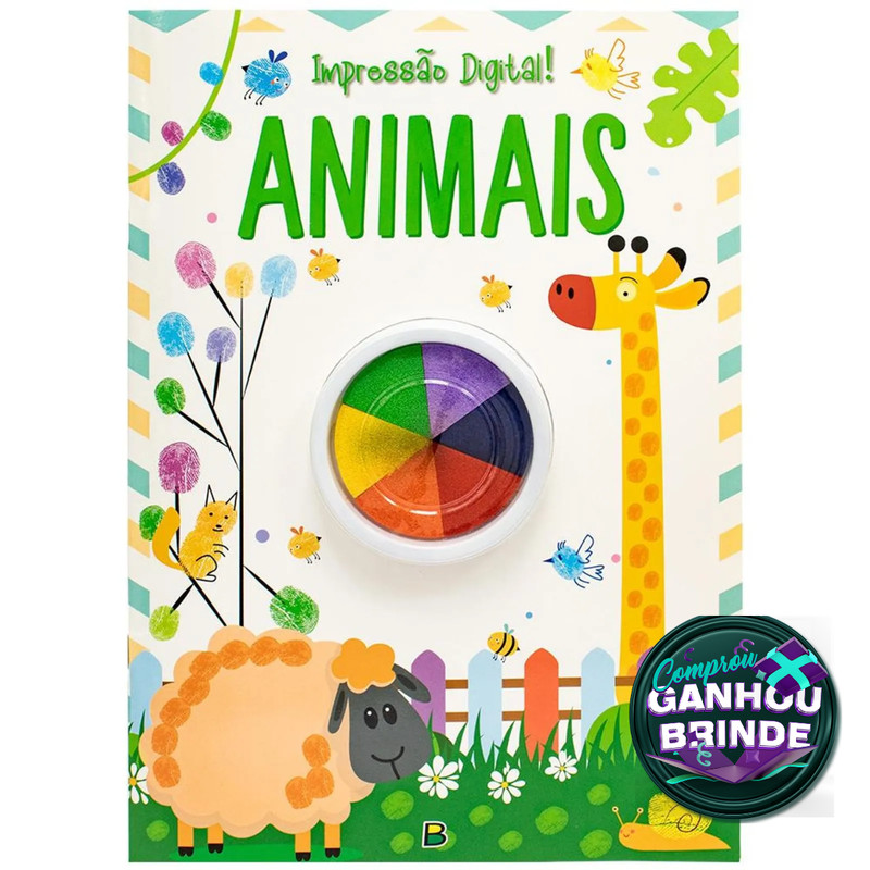 Livro Impressão Digital! Animais SBN Crianças Filhos Infantil Desenho História Brincar Pintar