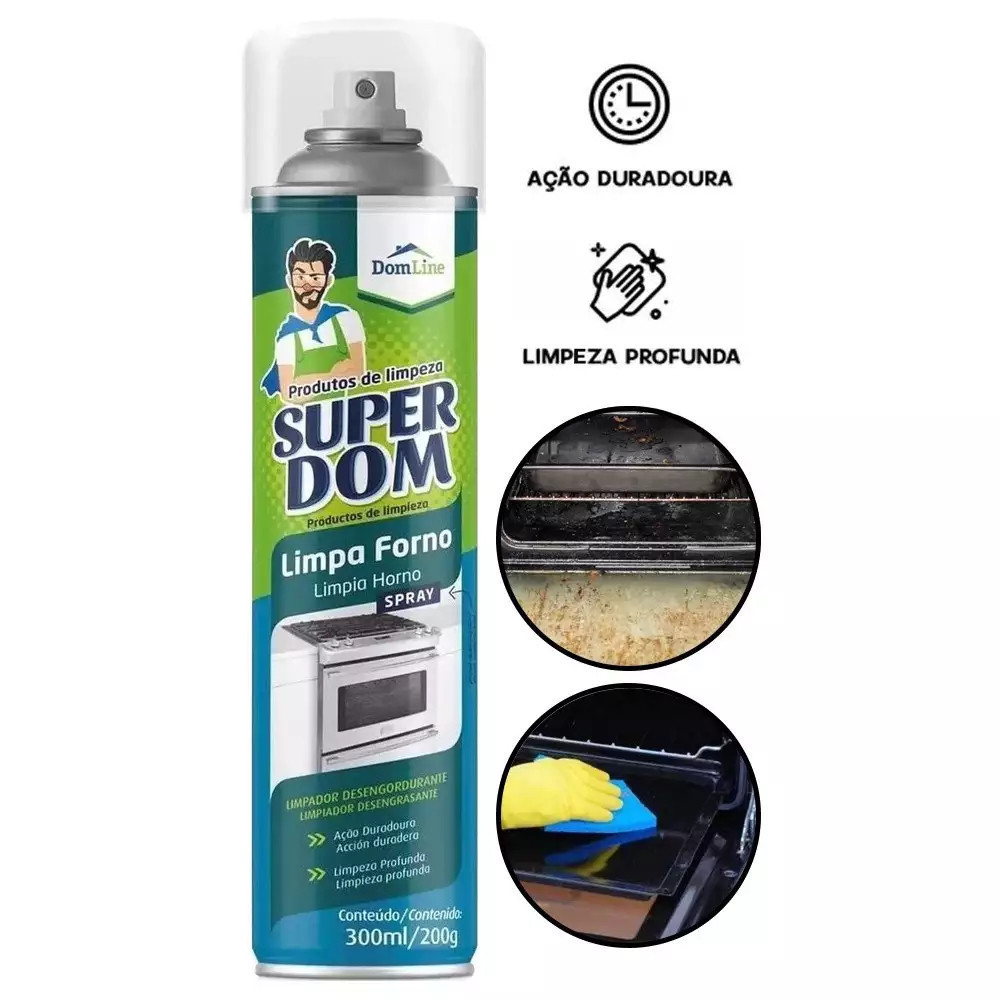 Limpa Forno Spray 300ml Fogão Remove Gordura Impregnada Prático Rápido Alta Limpeza Super Dom Ou Zip OK OK LIMITED OFFER