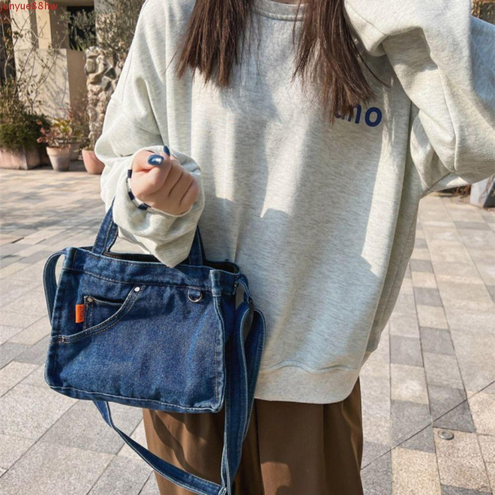 JUNYUE Bolsa Crossbody Jeans , De Viagem , Sacola De Lona Quadrada Pequena Ombro De Pano Simples