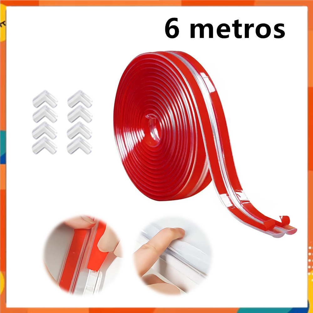 Tira de proteção de borda de 6m, proteção macia para móveis de bebê, pré-adesivo, 8 proteção de canto de Silicone