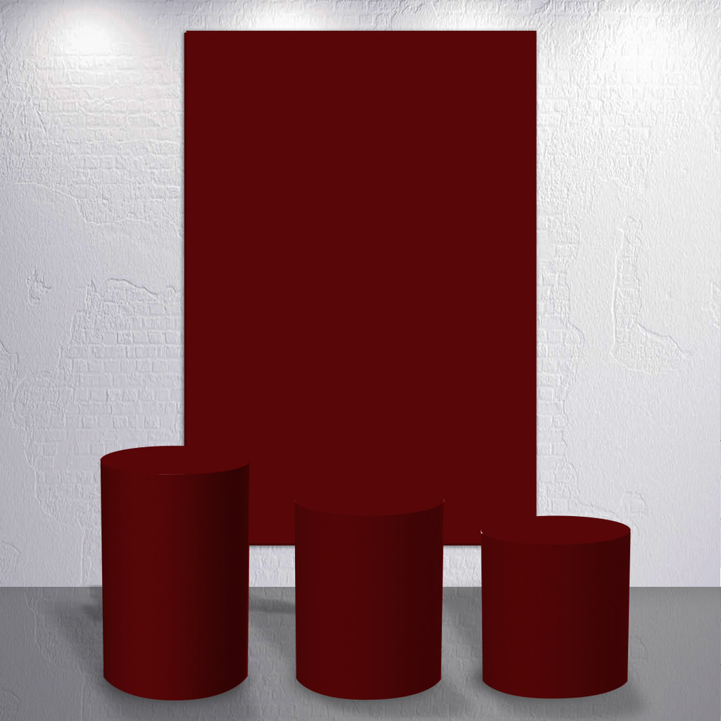Painel de Festa Com Trio Capas de Cilindro Vermelho Vinho Cores Vibrante Decoração Avulsa ou Kit
