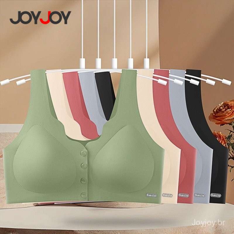 Joyjoy Venda quente Midage E Idosos Sutiã Sem Costura, Anti-Encolhimento Anel De Aço Reunidos, Frente Botões Vest Estilo em Oferta na Shopee