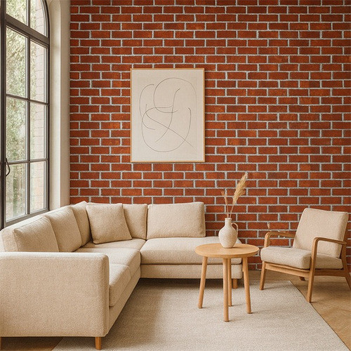 Papel De Parede Tijolinho 3d Tijolo Para Sala Quarto Rolo 5m Vermelho