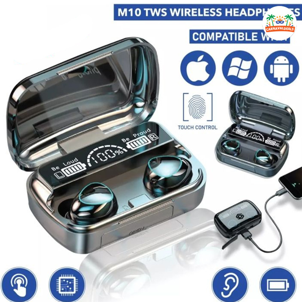 Cancelamento sem fio do ruído do toque de Bluetooth 5.1 dos auriculares TWS de M10 à prova d'água
