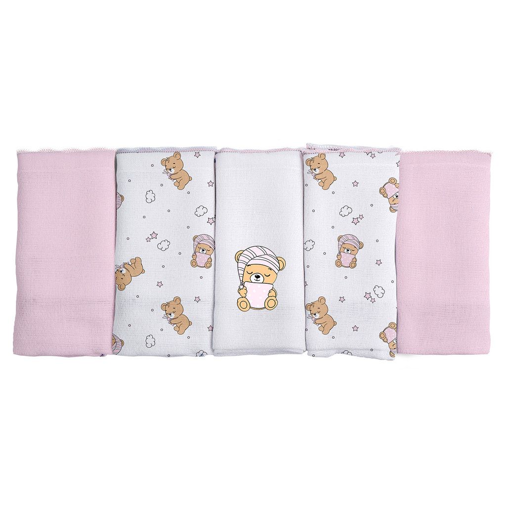 Pano de Boca para Bebê 5 Unidades Pixuxu 34cm x 34cm