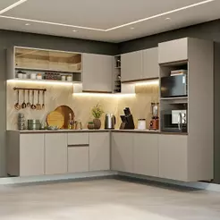 Armário de Cozinha Completa de Canto 445cm Suspensa Nice Madesa 04