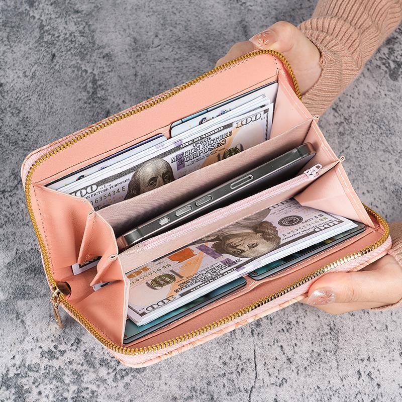 NEWHot estilo longo zíper bolsa de embreagem moda em relevo carteira estilo étnico grande capacidade senhoras carteira
