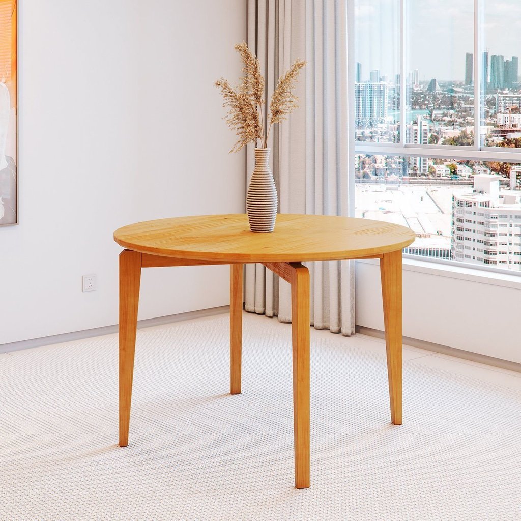Mesa para Sala de Jantar Redonda 115cm Seiva CabeCasa MadeiraOriginals Amêndoa