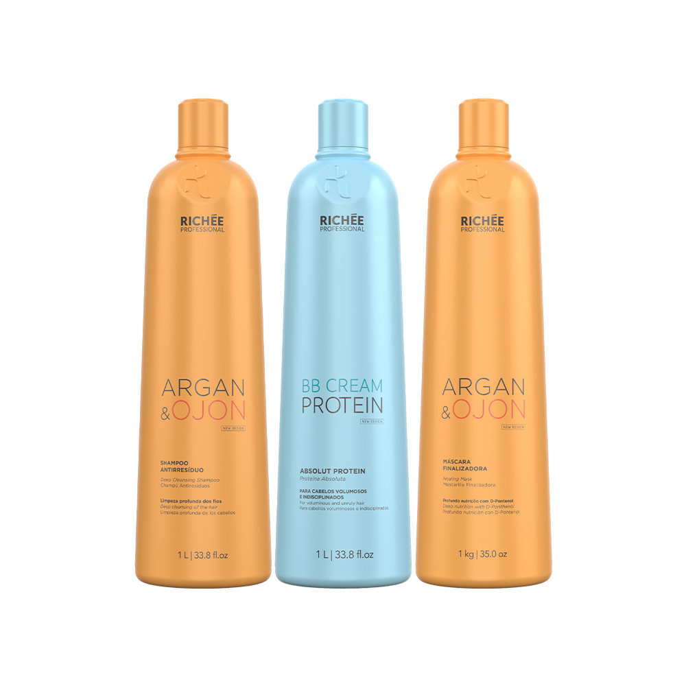 Richée Professional Kit Sh. Ant. Argan e Ojon , Absolut Protein BB Cream e Masc. Argan e Ojon (3x1L)