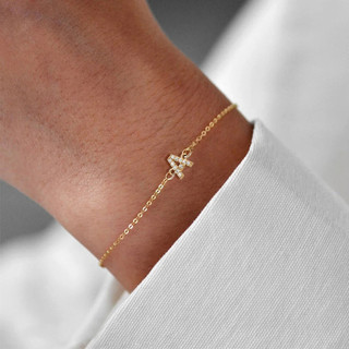 Pulseira de aço inoxidável com 26 iniciais em inglês (A-Z) e zircônia de cobre, nova, elegante e muito vendida, ideal pa