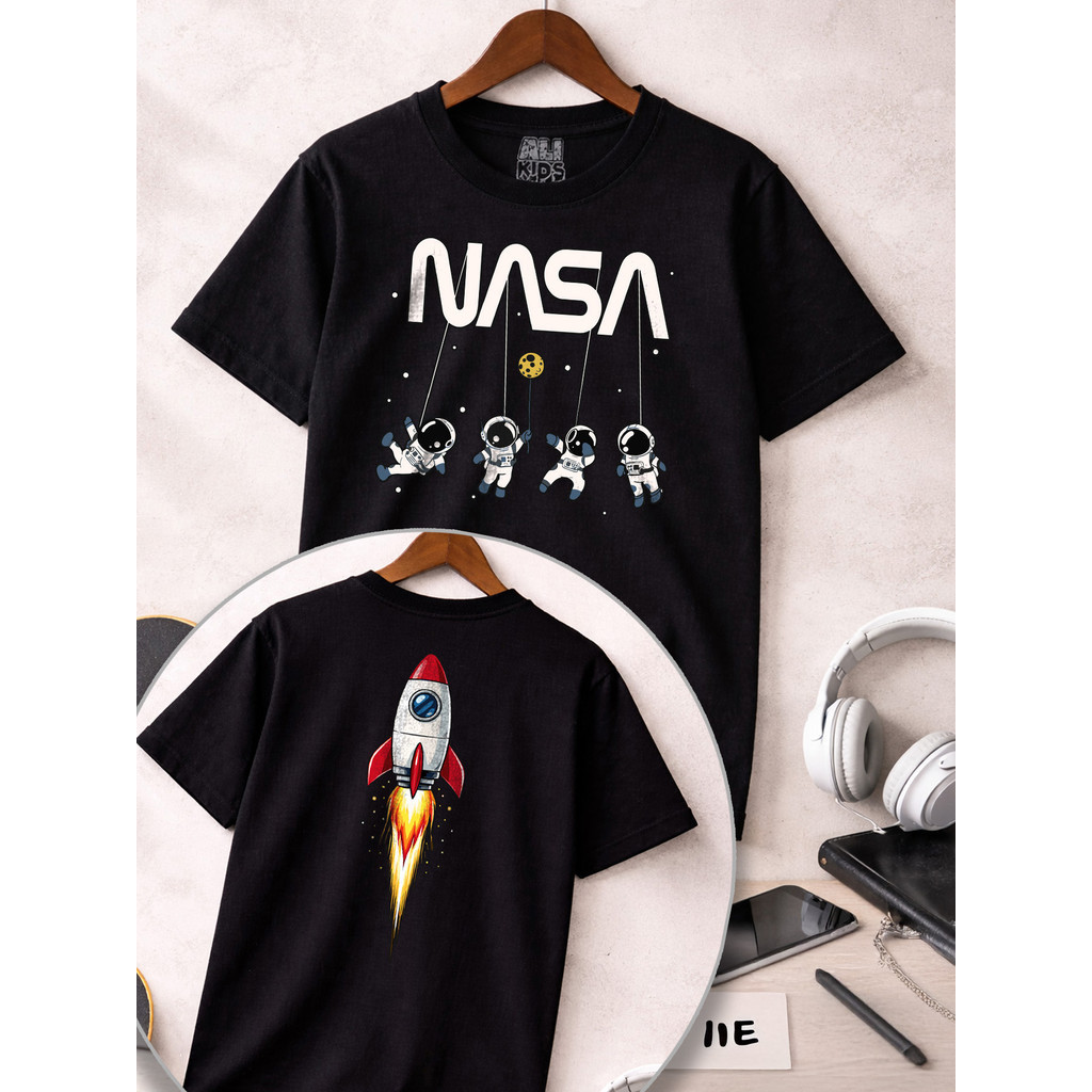 Camiseta Infantil Tema Espaço Foguete Astronauta Roupa Criança Unissex Algodão Confortável Estilosa