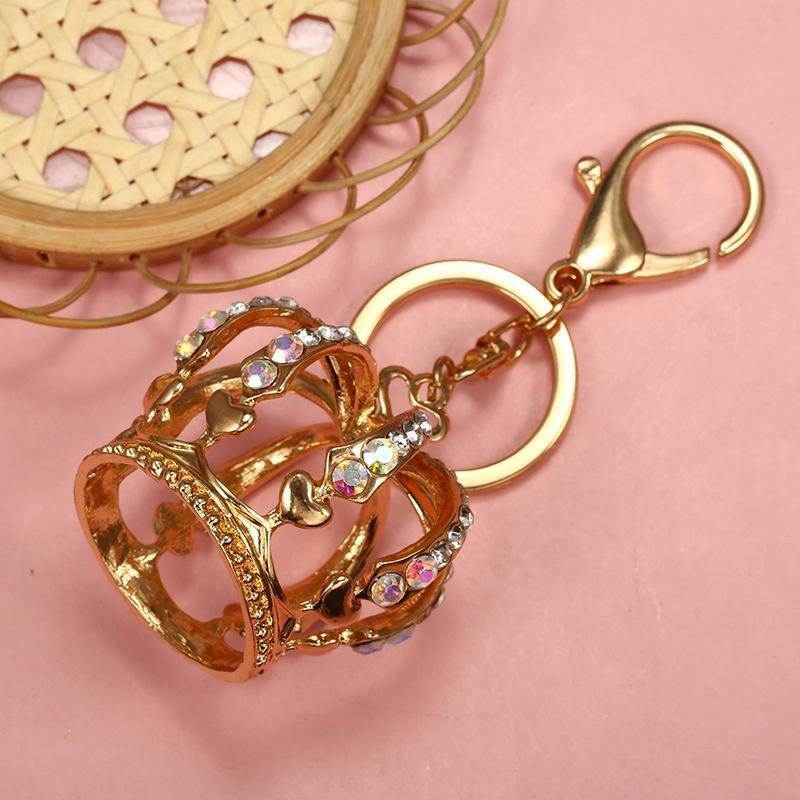 Decorador Moda Coroa De Cristal Esmalte Metal Saco Pingente Porta-Chaves Chaveiro Para Carro Jóias Presente Novo