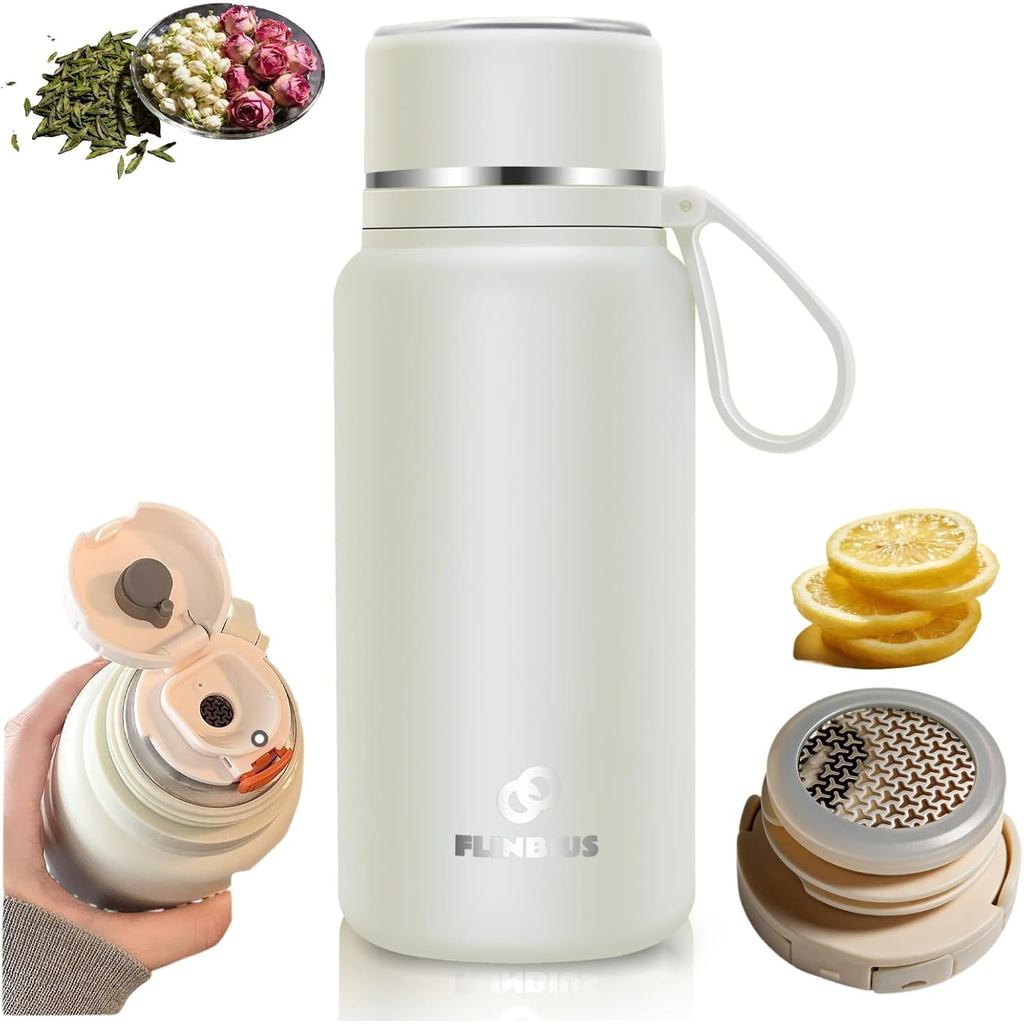 Garrafa de água isolada de 28 oz com filtro para chá, mantém as bebidas quentes e frias, à prova de vazamentos, com isol