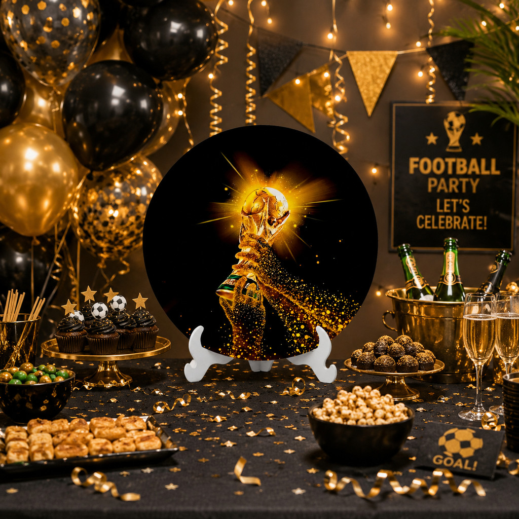 Mini Painel de Festa Redondo 50x50 Sublimado Brasil Copa do Mudo Seleção Brasileira com Elástico Veste Fácil
