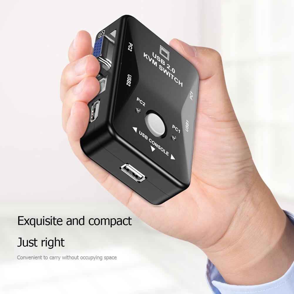 HW1701 USB KVM Para Switch 2 Em 1 Saída VGA Splitter Box Teclado E Mouse Monitor [covdes.br]