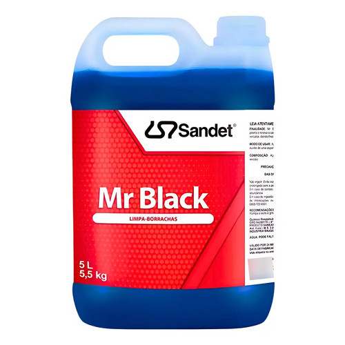 Pretinho Sandet Mr. Black 5l Brilho E Proteção Para Pneus Plásticos Preto