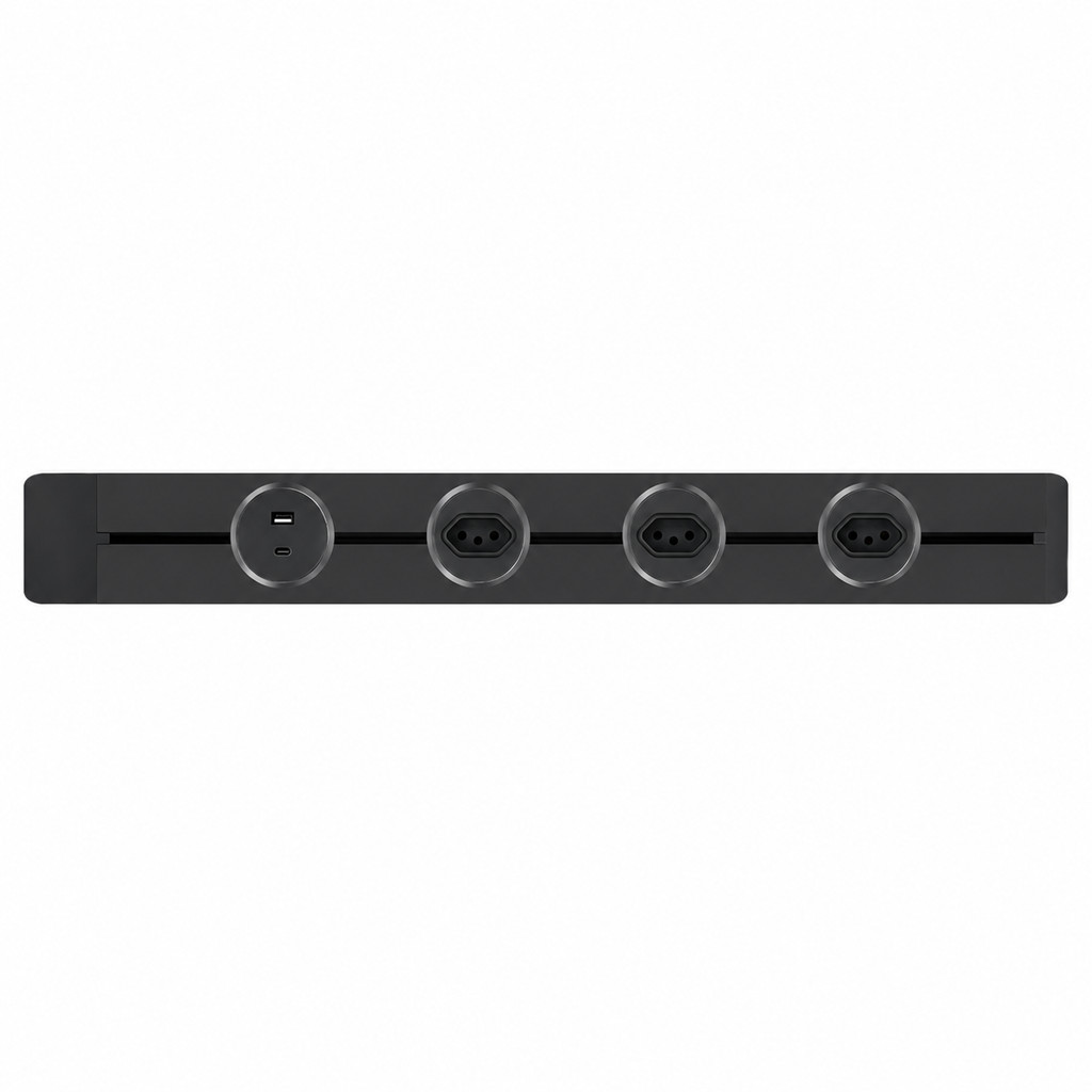 Trilho de Energia 2/3 Tomadas USB Tipo C 50/80cm Régua Extensão Modular Parede Alumínio