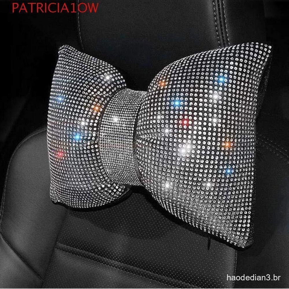 Encosto De Cabeça De Carro Com Laço De Cristal , Travesseiro De Pescoço Brilhante De Strass , Protetor