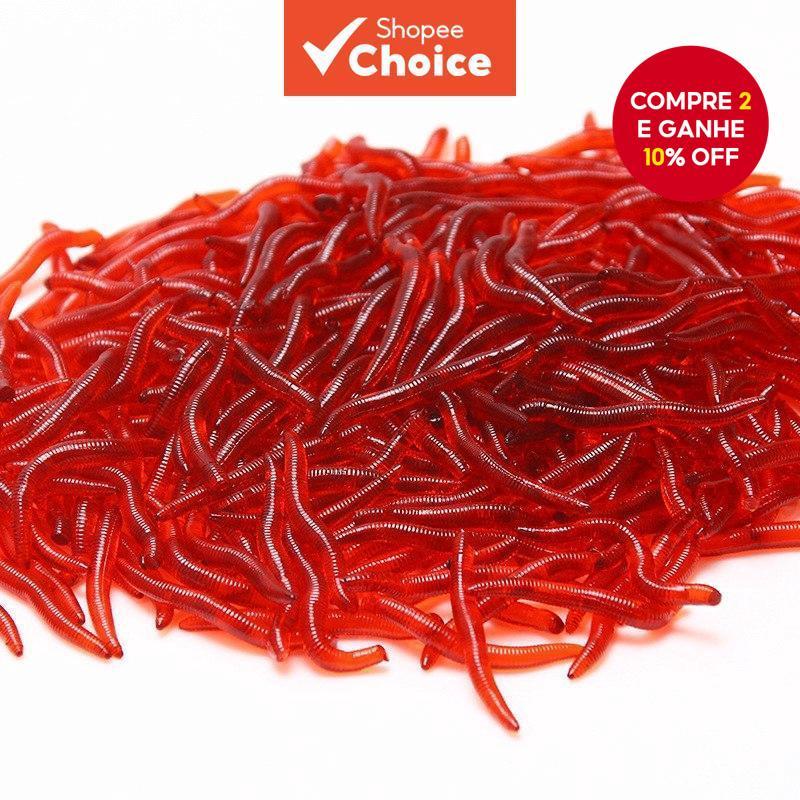 100 Unidades 35mm 0.26g Minhoca Vermelha Artificial Isca Macia Com Cheiro De Pesca Marítima em Oferta na Shopee