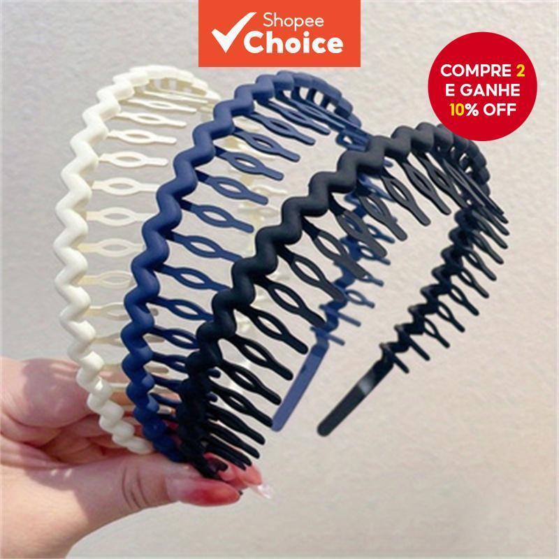 Conjunto de 3 tiaras flexíveis em zigzag, antideslizantes, para mulheres e meninas. em Oferta na Shopee