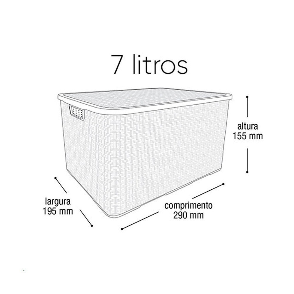 Detalhes do Kit 2 Caixa organizadora rattan com tampa 7 litros 25588 Arqplast