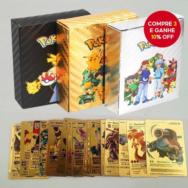 555 PCS Cartões Pokemon Metal Gold Vmax GX Energy Card Charizard Pikachu Coleção Rara Treinador De Batalha em Oferta na Shopee