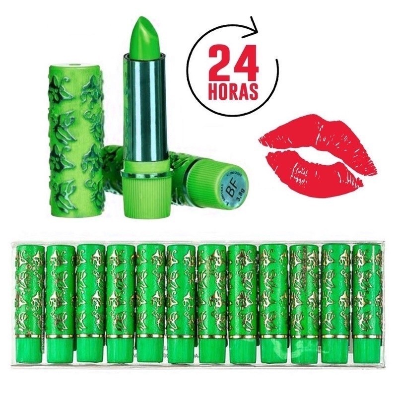 Kit 3/5/8 Batom Mágico Verde 24h Bella Femme - Batom Alquímico que Adapta Cor ao Seu pH Labial