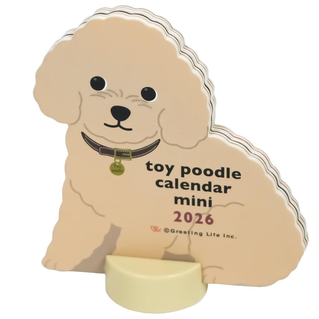Vida De Saudação 2026 Calendário Animal Cortado Mini Brinquedo Poodle Modelo De Mesa C-1700-ET