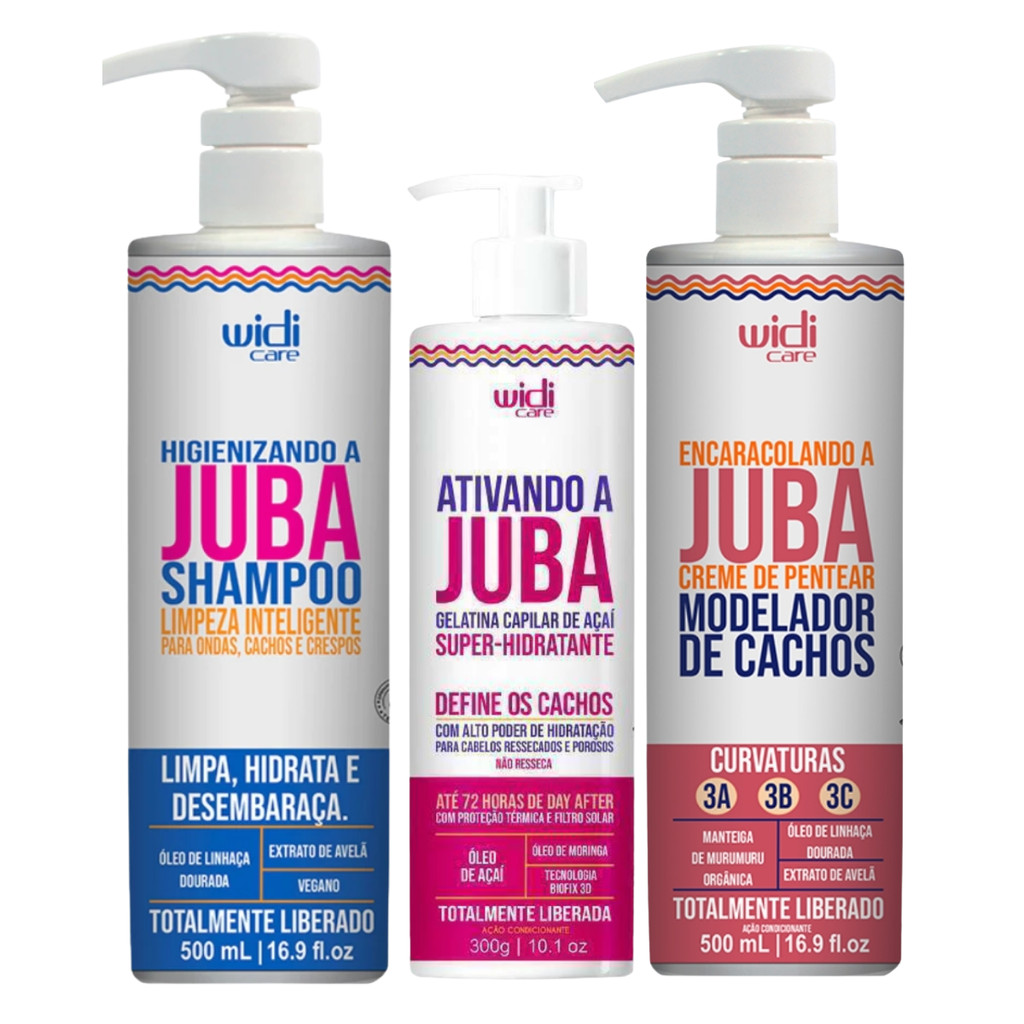 Kit Widi Care Juba – Shampoo 500ml + Gelatina Capilar 300ml + Creme de Pentear 500ml em Oferta na Shopee