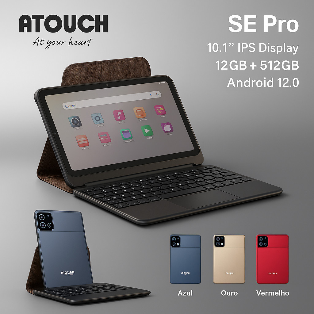 Tablet SE Pro 10.1” IPS | 8GB+512GB | Octa-core MTK | Câmera 13MP+20MP | 10000mAh | Android 12 | WiFi + GPS
