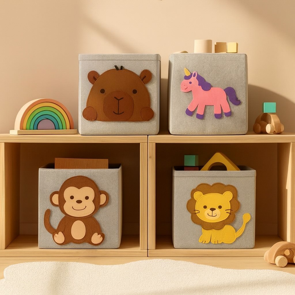 Caixa Organizadora Cesto Dobravel em TNT Multiuso Brinquedo Infantil Quarto Bebê Decorativa