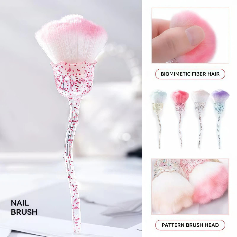 Pincel De Arte De Unhas Flower Rose/Blush Remover Pó Acrílico UV Gel Polimento Em Ferramenta De Limpeza De Beleza em Oferta na Shopee