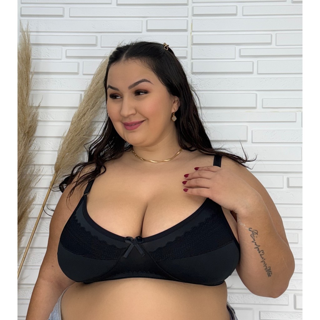 Sutiã Plus Size Feminino Com Renda Reforçado Sem Bojo Alça Larga Ajustável Confortável Para O Dia A Dia