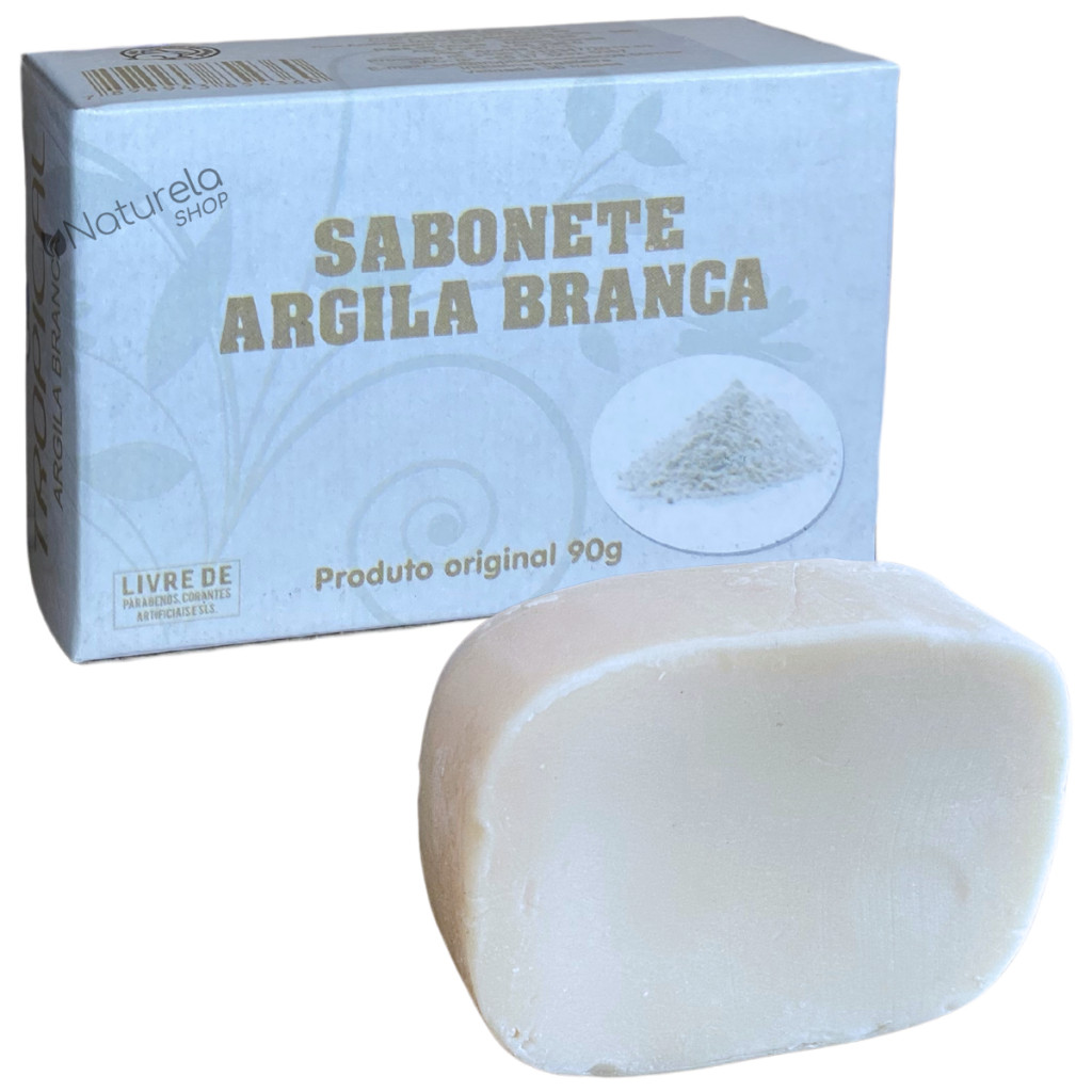 3 Un. Sabonete Barra Argila Branca Tropical 90g em Oferta na Shopee
