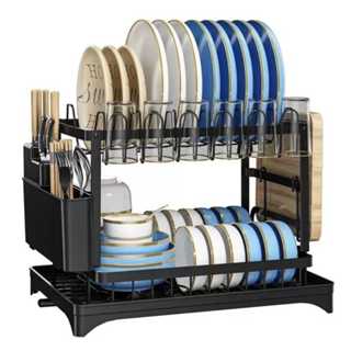 Escorredor De Louça Duplo Pratos Talheres Pia Aço em Oferta na Shopee