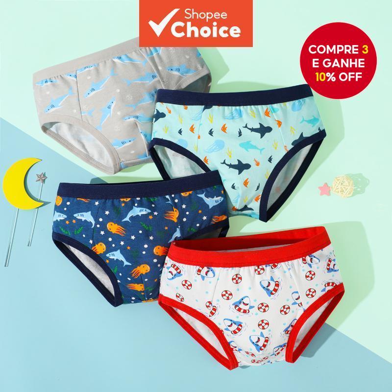 Algodão Macio 4 Pçs/Set Crianças Menino Cueca Calcinha De Bebê Design Impresso Meninos Cuecas