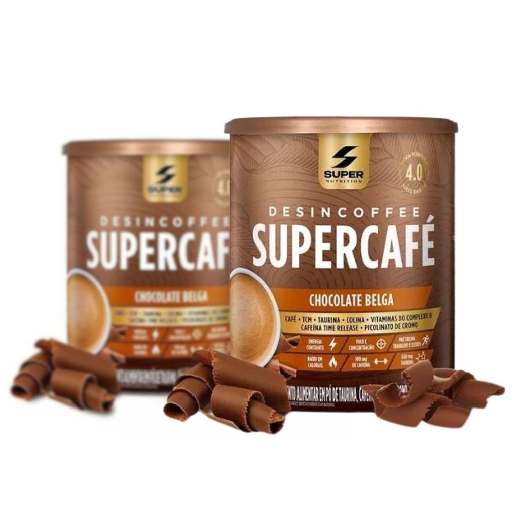 Kit 2x Supercafe Desincoffee 220g Super Nutrition SABOR: 2x CHOCOLATE BELGA