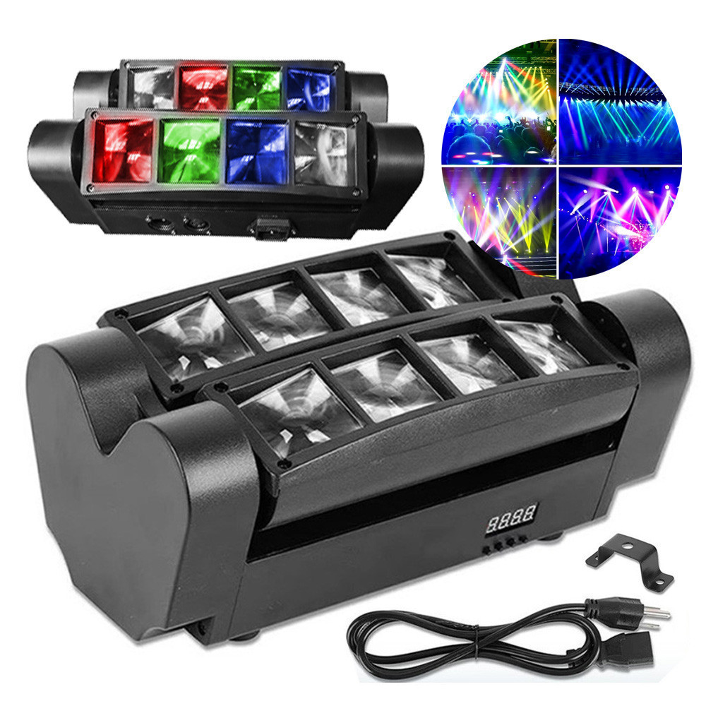 Luz De Palco Dj Mini Aranha 8 Leds 40w Rgbw Controle Voz
