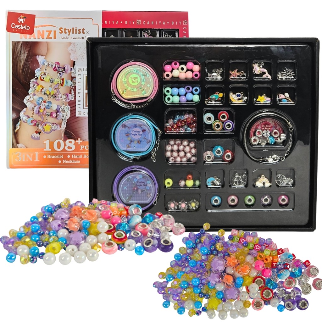 Kit Miçangas 106 Peças 3 em 1 Pulseiras e Colares - Castela em Oferta na Shopee