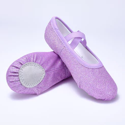 Sapatilhas Infantis De Balé Com Sola Macia E Glitter Roxo