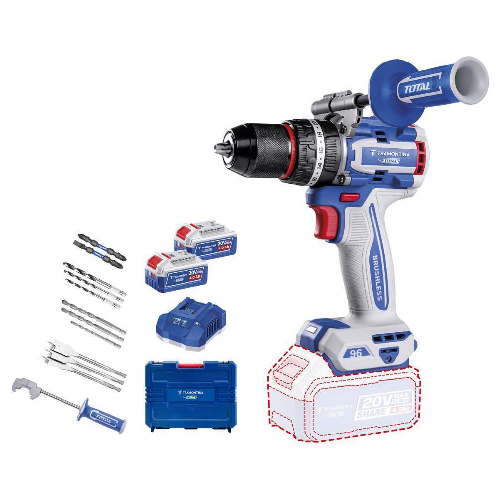 Parafusadeira Furadeira Impacto 1/2POL 20V Brushless 2 Baterias 4Ah TRAMONTINA