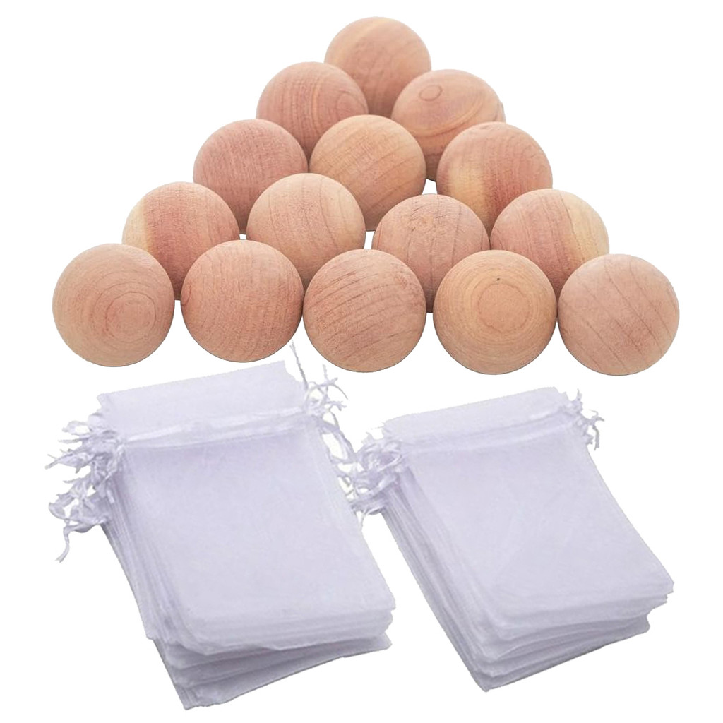50 Bola De Cedro Anti Mofo Traça Bolor com Sacos de Organza
